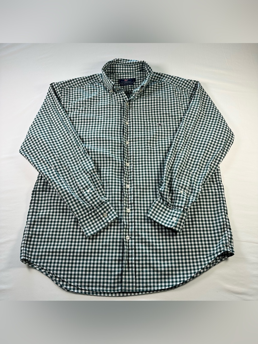Vineyard Vines Tucker Shirt Mens L Green Gingham Classic Fit Cotton Button Down